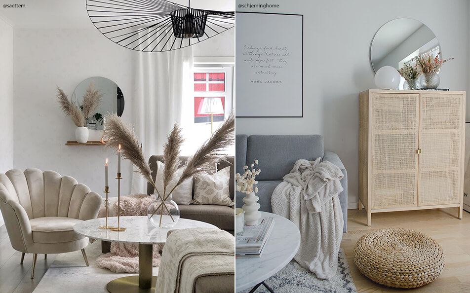 Oprema v dnevni sobi - naravno in harmonično