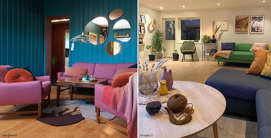 Oprema v dnevni sobi - pisano in živahno