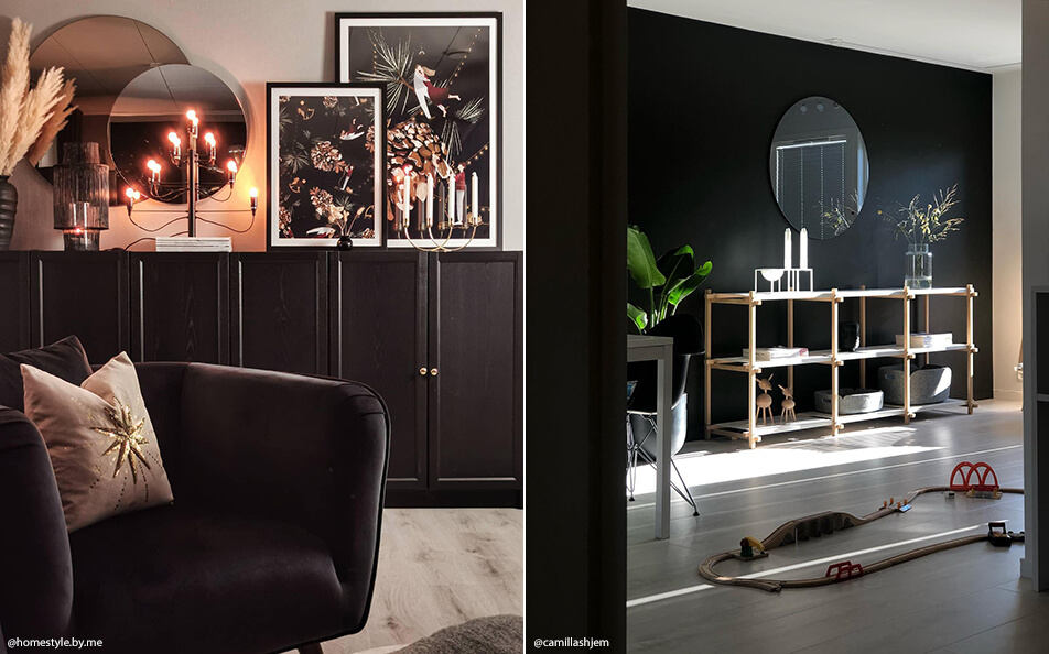 Oprema v dnevni sobi - temno in pridušeno