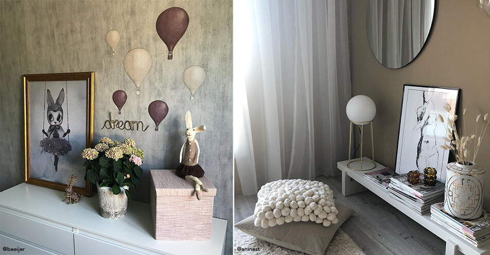 Zlati okvir v otroški sobi - črni okvir v dnevni sobi