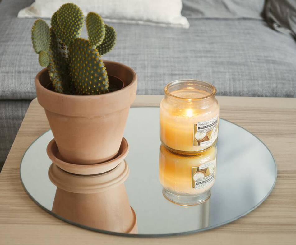 Ogledalna pladenka - krožno ogledalo kot pladenka za sveče